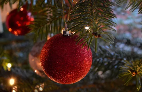 Red glitter christmas bauble