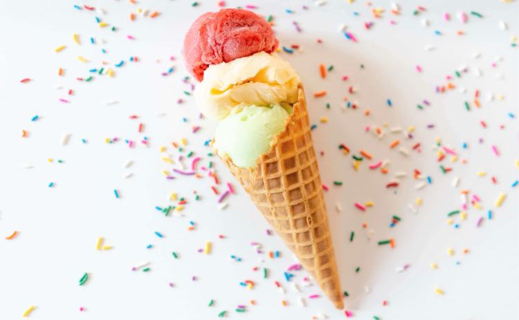 Colourful summer ice cream cone