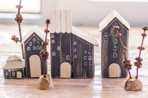 Small wooden houses display