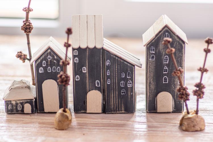 Small wooden houses display