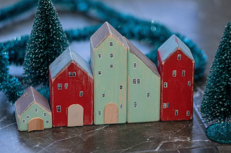 Christmas scene of toy houses