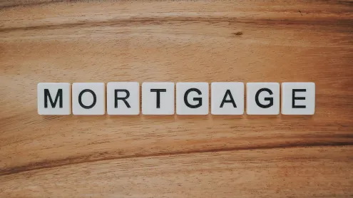 Mortgage spelled out in scrabble tiles